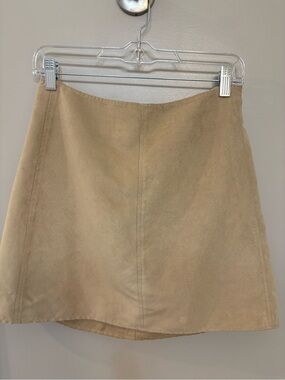 Banana Republic Beige Suede A-Line Mini Skirt